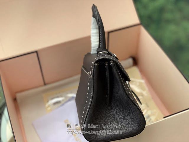 DELVAUX女包 Brillant系列手袋 原廠牛皮 德爾沃女手提包 女手拎包 Delvaux單肩斜挎包 DS0028手縫深灰  fcs1378